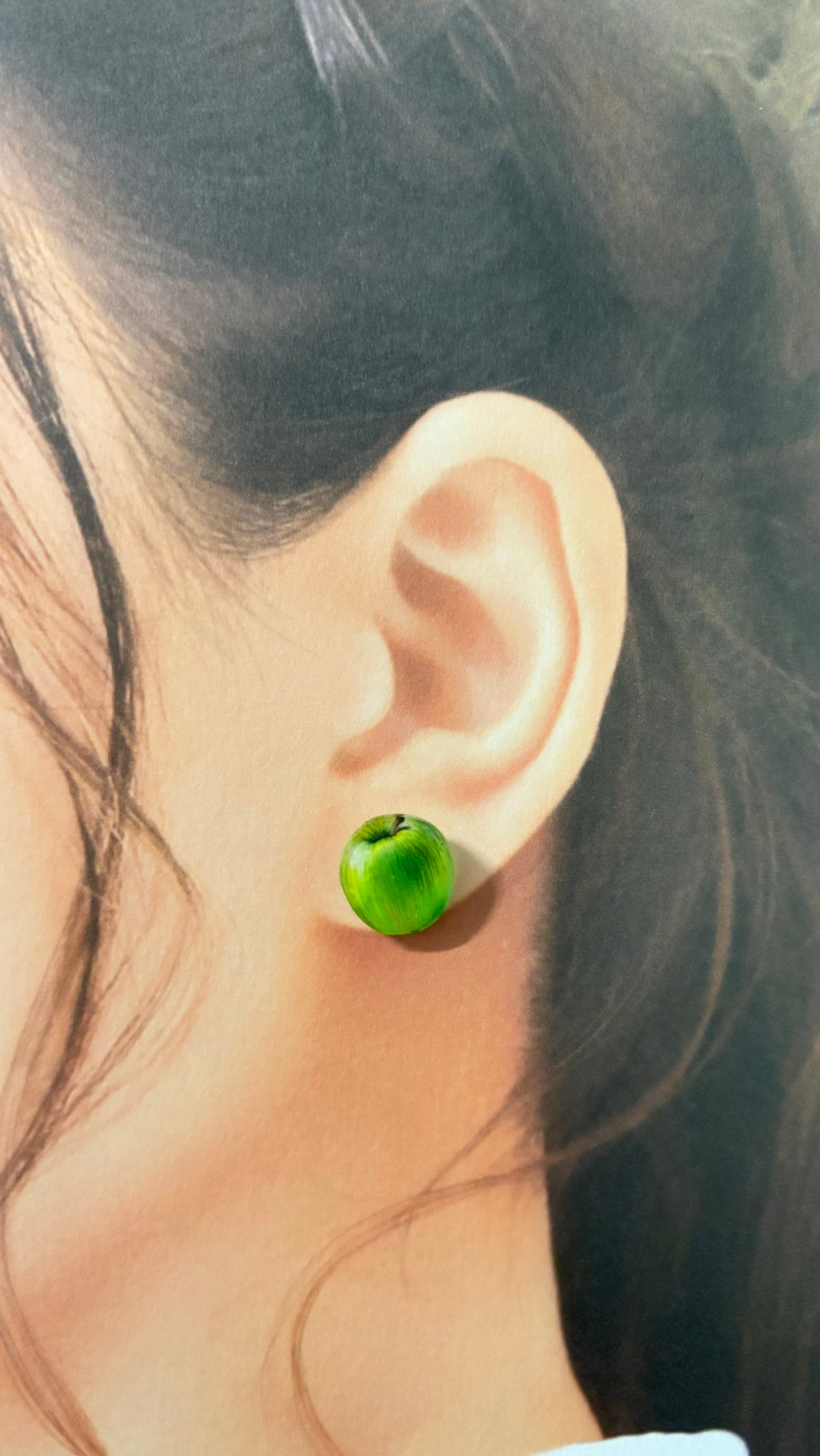 手繪蘋果耳釘